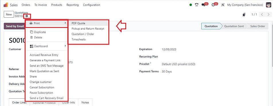 Hướng dẫn các bước in tài liệu trong Odoo