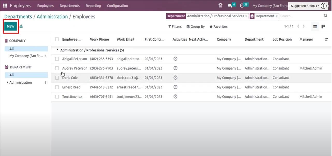 Nút "Create" thành nút "New"