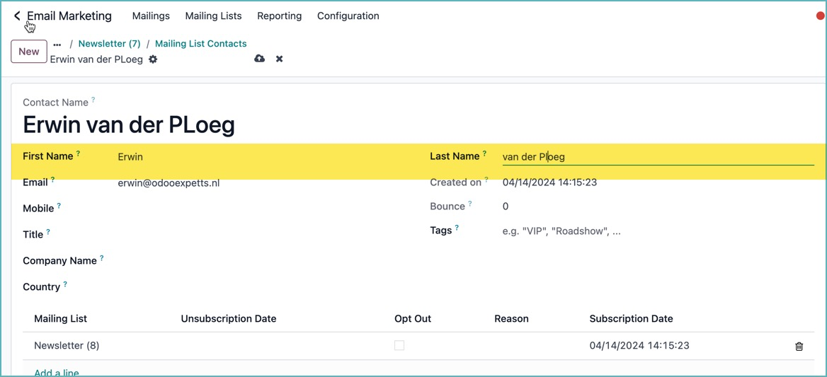 Tính năng tách tên và họ của người nhận