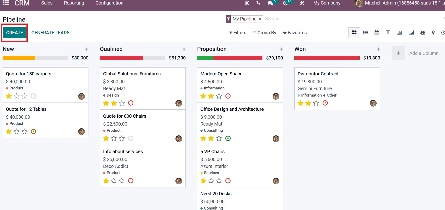 Tính năng quản lý dữ liệu khách hàng và đối tác (CRM) trong Odoo
