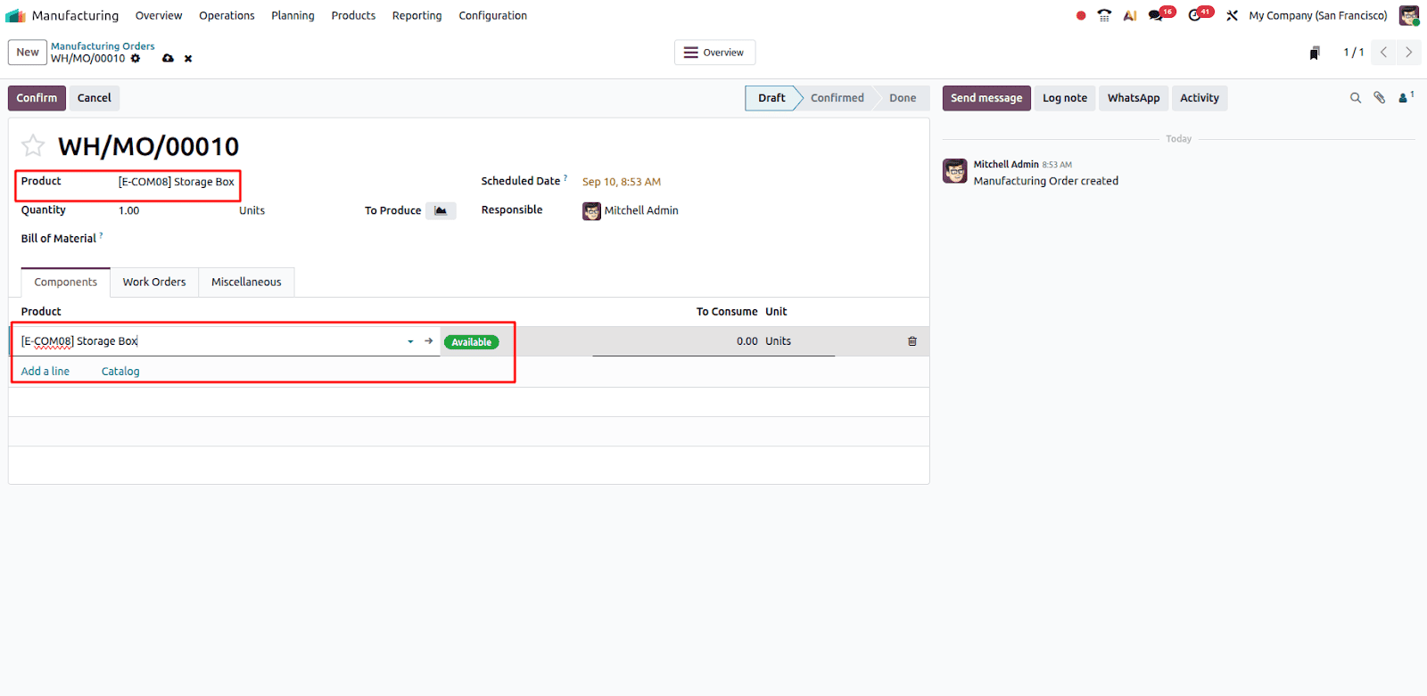 Odoo 19 hỗ trợ sản phẩm hoàn thành làm linh kiện