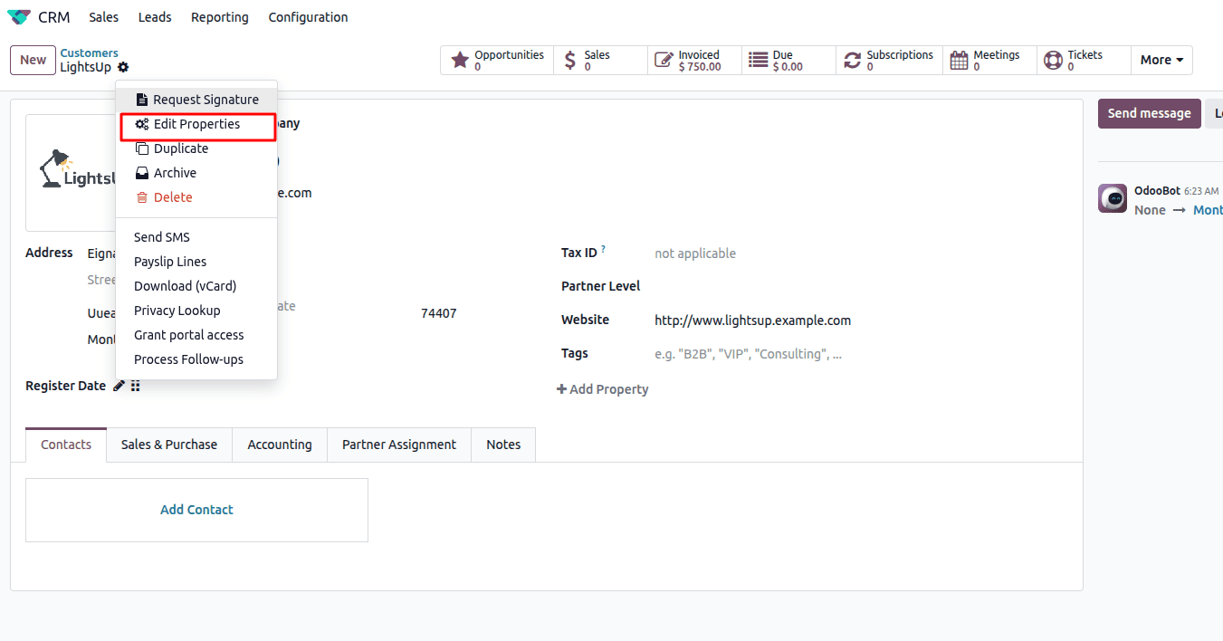 Giao diện tùy chỉnh thông tin liên hệ khách hàng dễ dàng