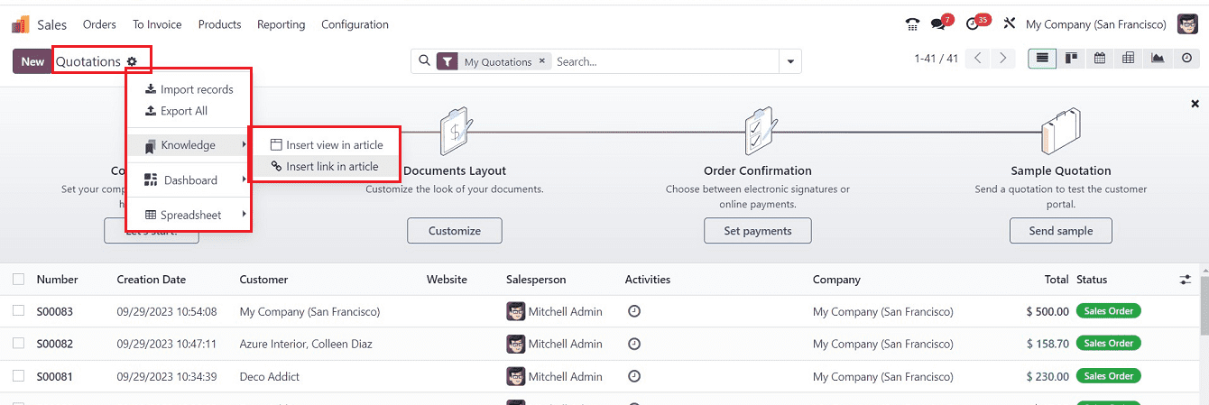 Vị trí Action Menu được thêm vào trang chủ